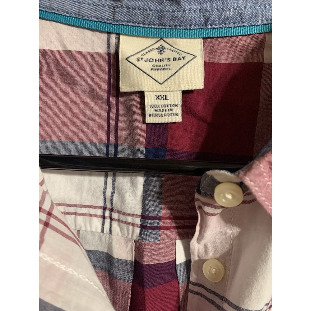 St John's Bay Button Up Shirt Women XXL Plaid Lightweight Long Sleeves Red - Picture 2 of 2